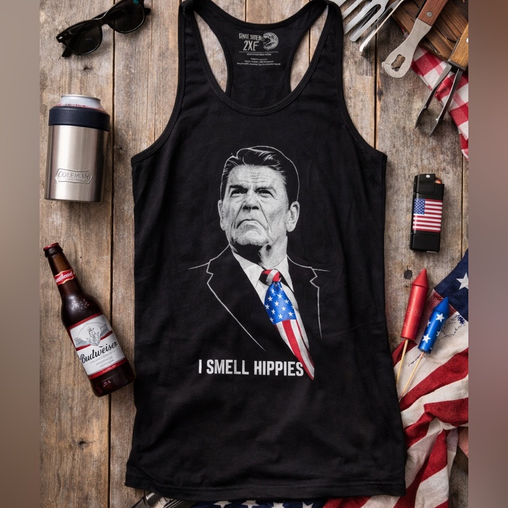 Ann Arbor T-Shirt Co Reagan “I Smell Hippies” Tank Top Men’s 2XL Graphic Tee